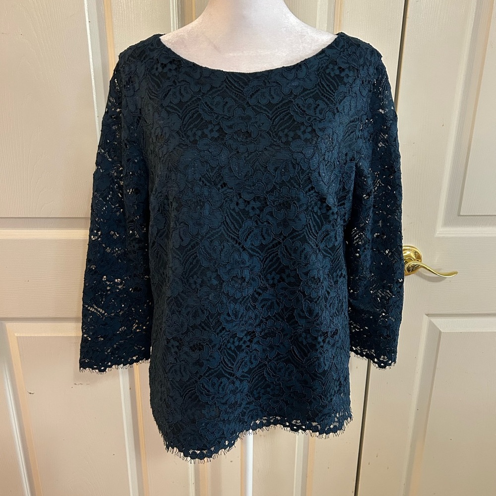 Caroll Paris marine blue lace top, size Large (EU 42)